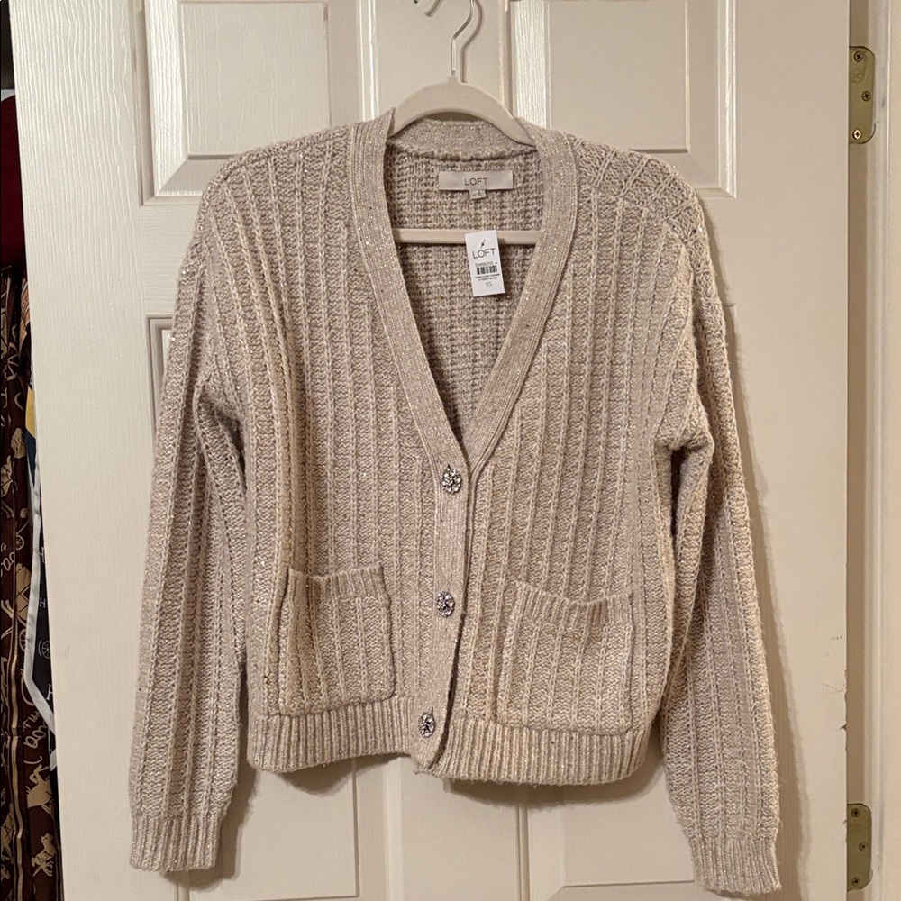Loft Women's Beige Knit Cardigan